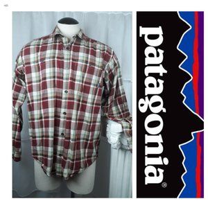 Patagonia 100% Organic Cotton Plaid Long Sleeve Button Up Shirt Mens Size Large